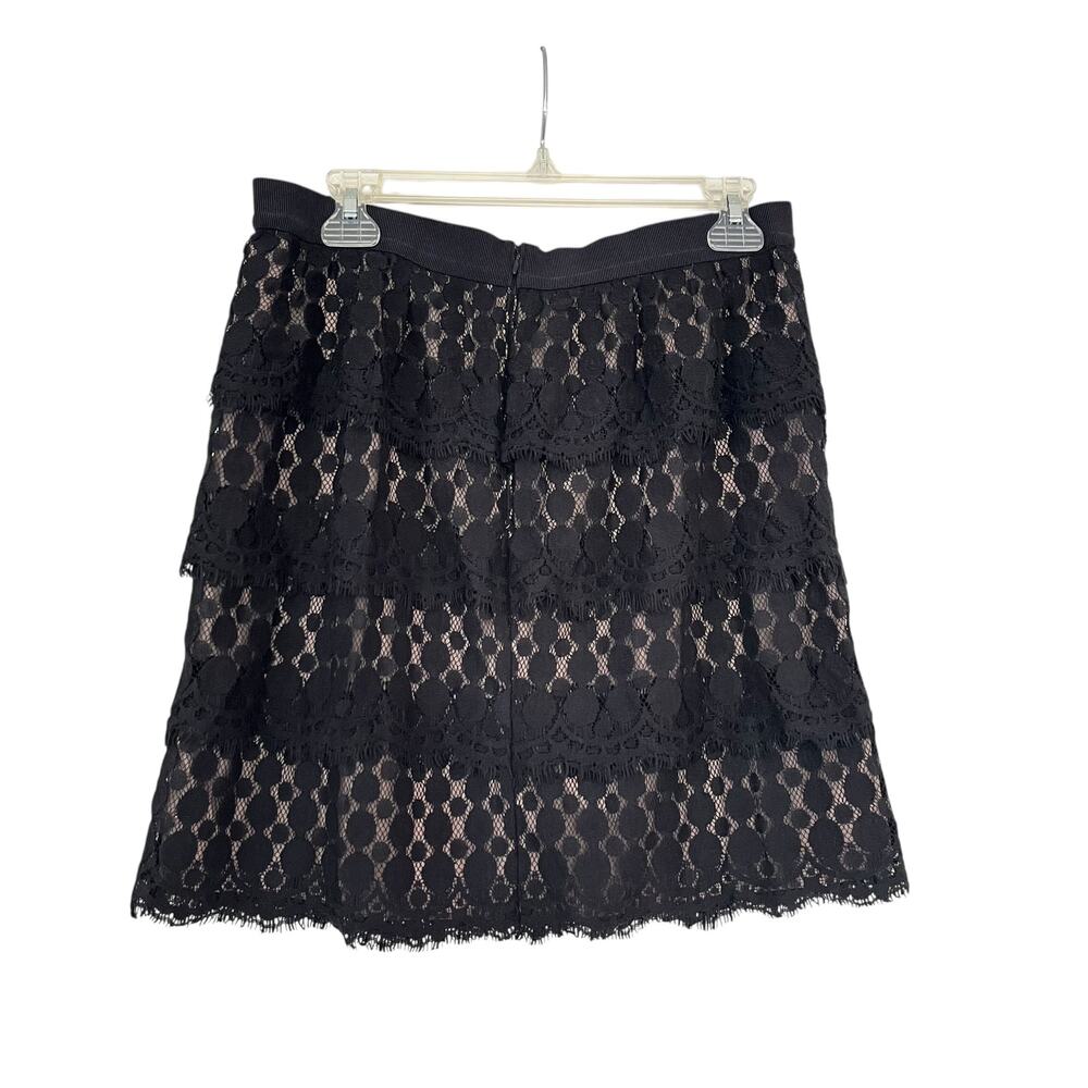 Ann Taylor Black Lace Tiered Ruffle Mini Skirt Size 8 NWT
